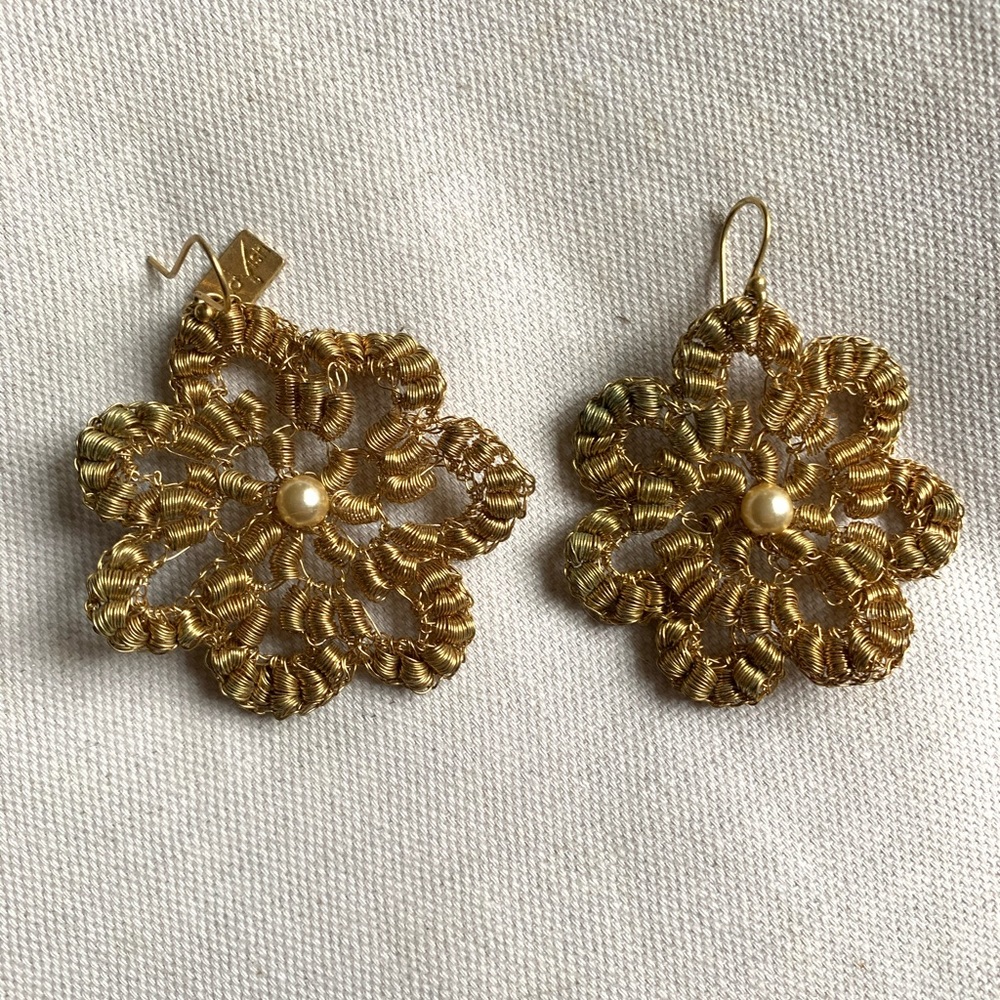 Lavish by tm Hand-Made Gold Flower Earrings